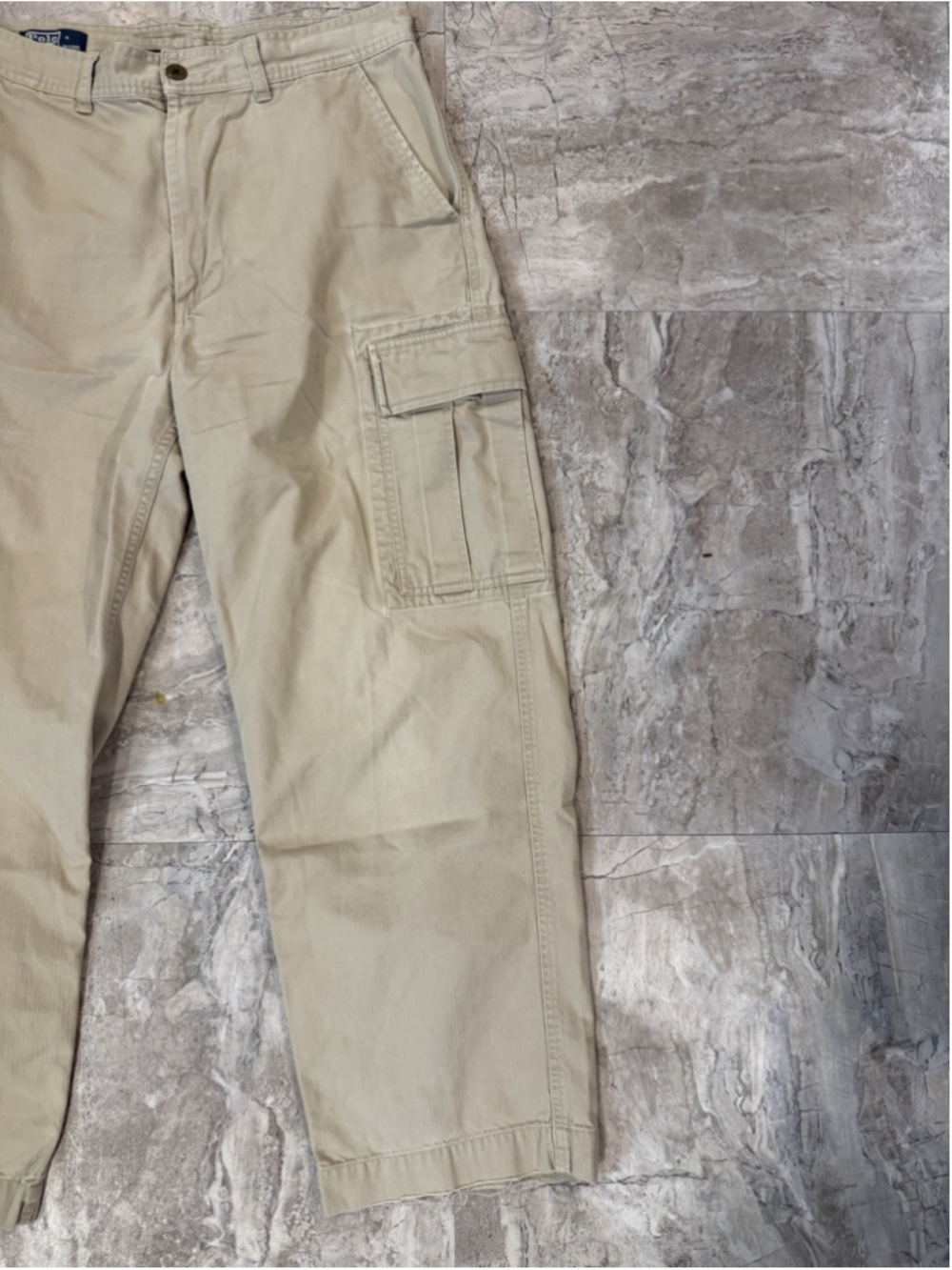 VTG 90s Polo Ralph Lauren Cargo Pants 33x30 Khaki Military Surplus Distressed